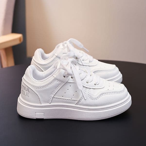 Trendy White Kids Sneakers Non-Slip Soft Sole Breathable Upper Easy On/Off Casual Street Style Shoes for Teens Walking School Uniform Shoes Free Shipping size 26-37