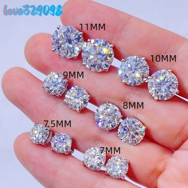 Classic Design 925 Sterling Silver Threaded Back Studs, Accompanied by GRA Certificate Diamond and Moissanite Earrings
