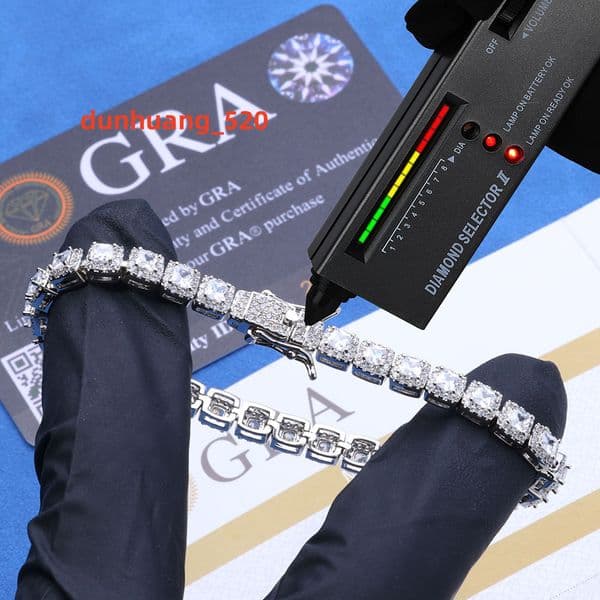 High End Stock Fine Jewelry HipHop 5mm 925 Sterling Silver Bracelets Moissanite Luxury Women Men Tennis Bracelets