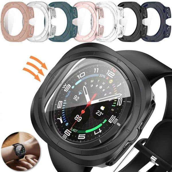 Tempered Glass Samsung PC Cover All-Around Protective Bumper Shell for Galaxy Watch Ultra 47mm Case