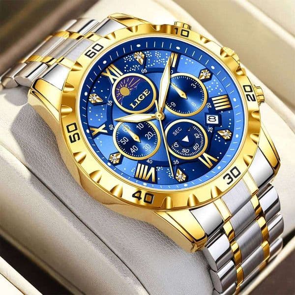 LIGE Sports Chronograph Men's Watches Casual Business Watch Fashion Luminous Waterproof Quartz Wristwatch For Men