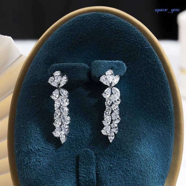 Custom Fine Mse-805 Luxury Earring Jewelry 18K White Gold Pear And Marquise Cut Lab Diamond Earrings