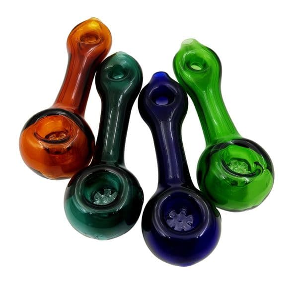 Heady Oil Burner Hand Spoon 4 inches Colored Tobacco Glass Smoking Pipes