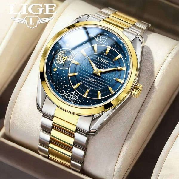LIGE Original Luxury Man Watch Fashion Stainless Steel Band Business Luminous Waterproof Quartz Watches for Men Reloj Hombre+Box