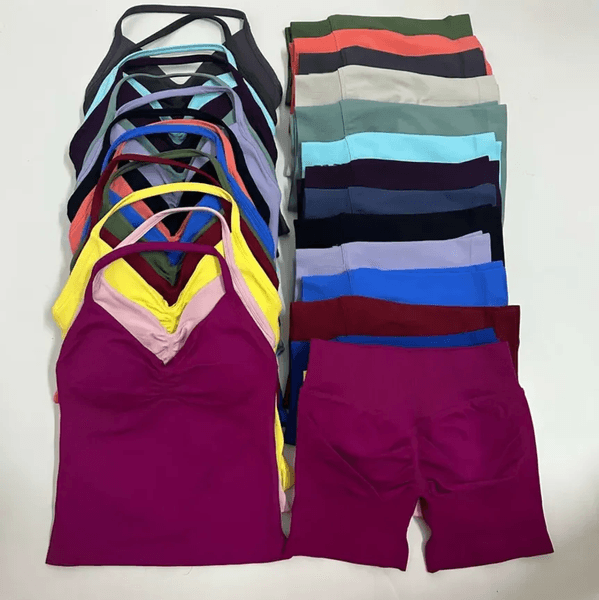Deisnger dyfnery gym set Yoga Set Shorts legging set Women Seamless Yoga Set Fitness Clothing Scrunch Bum Gym Shorts Padded Tank Top Vest Longline Outfits Sportswear