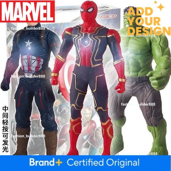 17 Cm Children Toys Marvel Anime Figures Spiderman Hulk Action Figure Iron Man Cartoon Kids Toy Christmas Gift Glow Doll Hobbies