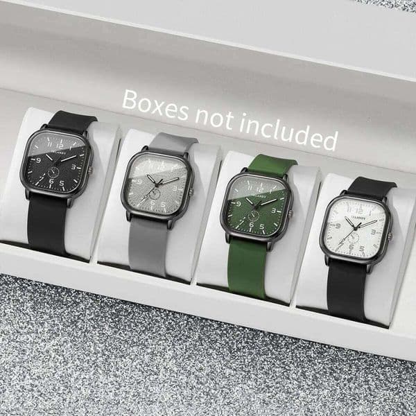 4PCS Fashion Square Women Watches Set Silicone Band Quartz Wristwatch Reloj Mujer Girls Clock GiftWithout Box