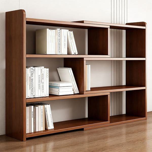 Daisan Walnut Color Expandable Bookshelf, Multi-layer Desktop Storage Rack