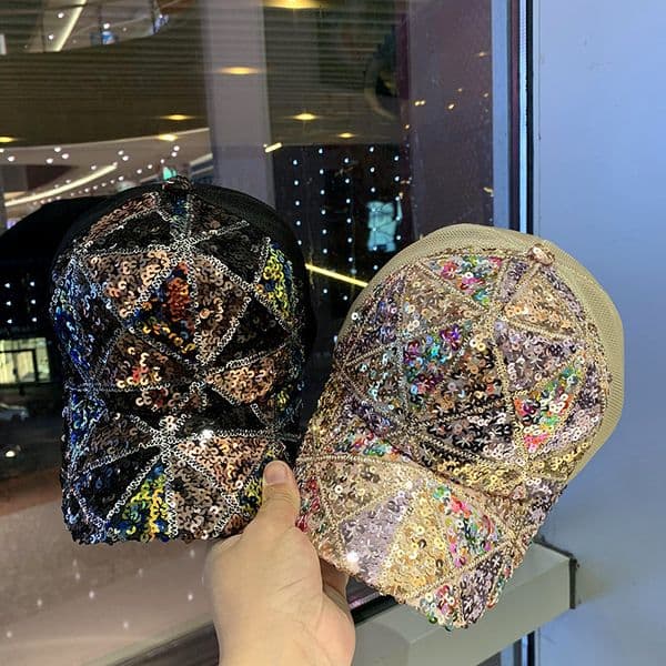 Designer Mesh Sequin Hat Breathable Sun Protection And Shade Hat Fashionable Multi-purpose Korean Baseball Cap Duckbill-shaped Outdoor Hat