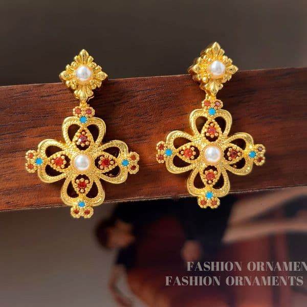 Original S925 silver needle with a new Chinese palace style design, vintage light luxury niche high-end earrings for women 2369 ddmynov ddmynov