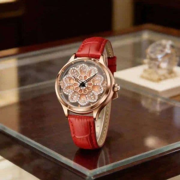 LIGE Blingbling Fashionable Women's Quartz with Colorful Rhinestone Inlay Featuring an Alluring Rotatable Dial Dress Watch