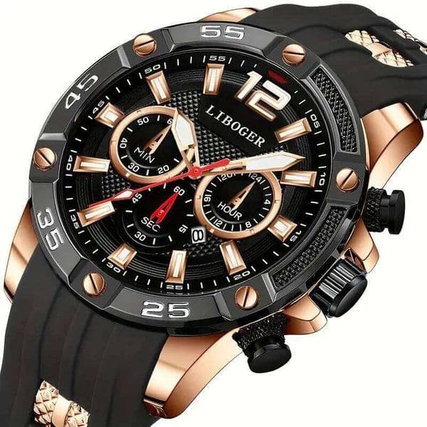 Luxury Large Dial Men Watches Casual Silicone Strap Quartz Wristwatches with Date Calendar For Mens Clock Reloj Hombre