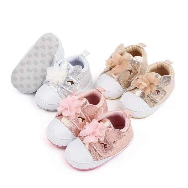Girls Glitter Princess Baby Lace Flower First Walkers Soft Bottom Newborn shoes 0-18Months