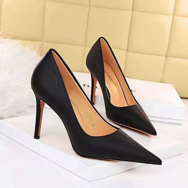 Trendy high-heeled with princess-like charm, new autumn French-style versatile black work shoes for girls, stiletto heels