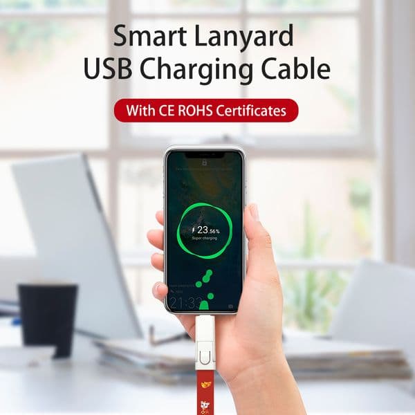 6 in 1 ployester lanyard USB Charging cable multi function lanyard charging cable