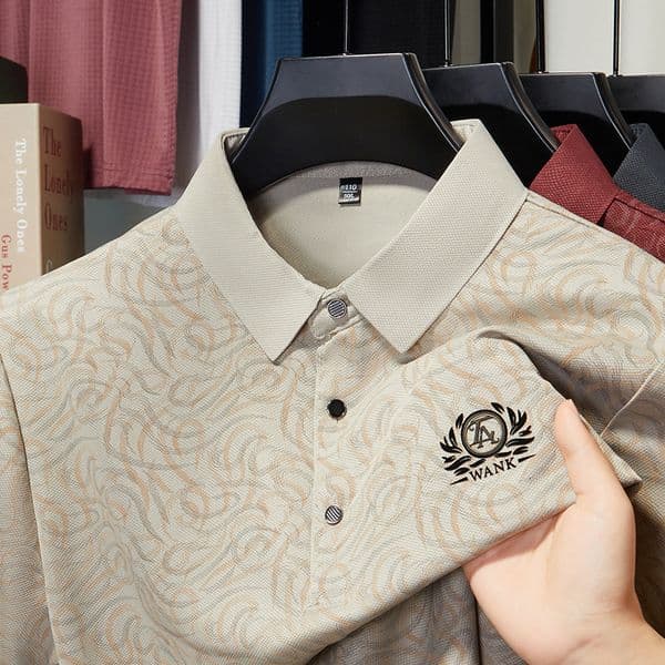 Polo Summer New Men's Short Sleeve Shirt Turn-down Collar Designer T-shirt Casual Thin Printed Ice Silk Half Designer Hoodie Sleeve Men's Clothing