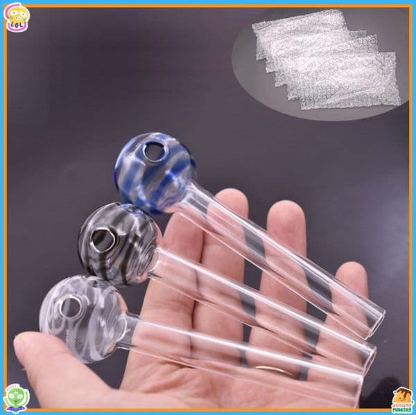 Wholesale 4inch colorful Glass Hand Tube Straight straw Pipe With 30mm Ball Lollipops Head Oil Burner Bubbler Smoking Bowl