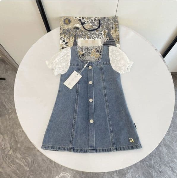 Baby Girl Dress kids Luxury Brand Dress for Baby Girls Designer Dress Cotton Short Sleeve Baby Clothes 0a01