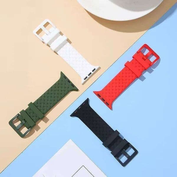 Silicone Strap For Apple Watch Band 38mm 40 41 42 44 45 46 49mm Braided Bracelet iWatch Series 10 9 8 7 6 SE 5 4 3 Ultra 2