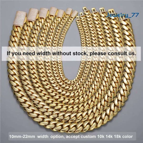 Hip Cadenas Cubana Wholesale Hop Jewelry Luxury 14K 18K 24K Gold Plated Choker Solid Miami Cuban Link Chain Necklace For Men Jewelry77