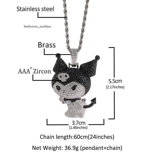 New Silver Moissanite Little Devil Cartoon Pendant Personality Versatile Kuromi Necklace Design Sense Jewelry