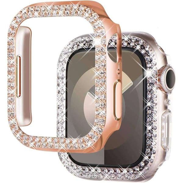 Protective Case Apple Watch 41mm 45mm 40mm 44mm Bling Diamond Women Bumper Frame Cover for iWatch Series 9 8 7 SE 6 5 4