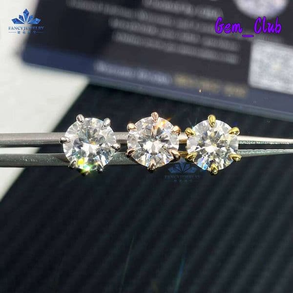 Diamond Wholesale Earring VVS Factory Price 925 Sterling Silver 6.5Mm Round Cut Moissanite Hoop Stud Earrings Men Women