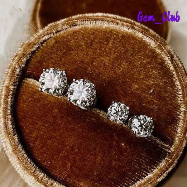 Women Luxury 925 Moissanite Silver 4Mm 5Mm 6.5Mm Round Diamond VVS Stud Earrings 6.