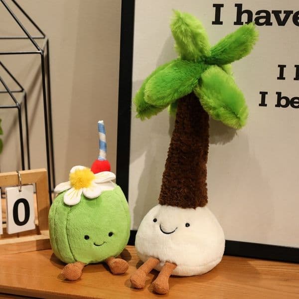 Cute coconut tree ornament, lemon soda summer Hainan specialty cultural and creative plush toy pendant gift