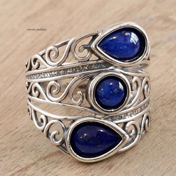 Metal Hollow Water Drop Imitation Jade Ring Auspicious Cloud Pattern Vintage Jewelry Ethnic New Chinese Style