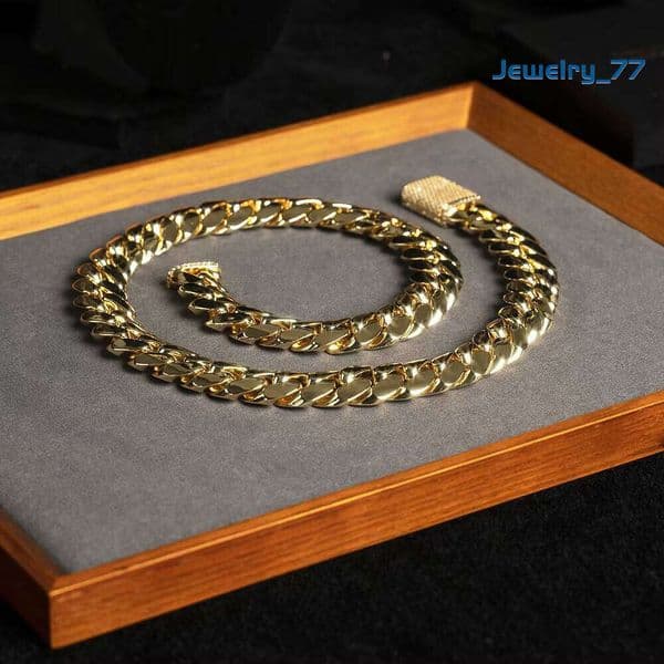18K Wholesale Custom Choker Link 24K Gold 18-20Mm Miami Cuban Chain Necklace