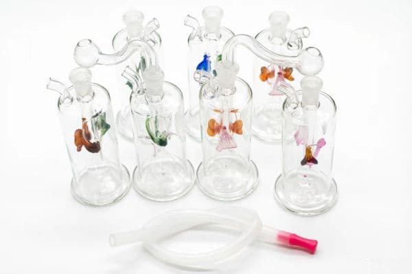 Travel 10mm female mini Glass oil burner colofrul water bongs hookah Smoking Bubble Small Water Pipes Hand Pipe oil burner with smoking oil banger bowl
