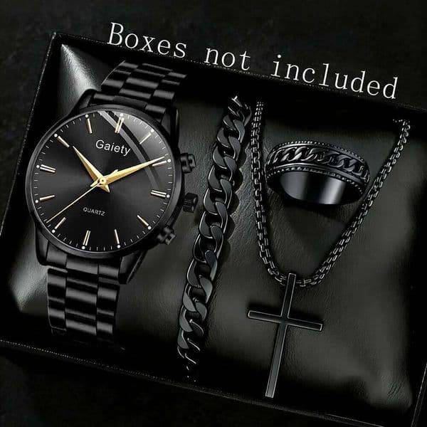 4PCS/Set Men Quartz Wrist Watches Alloy Minimalist Luxury Vintage Elegant Jewelry Y2K Party Dress Vacation Holiday Festival Gift