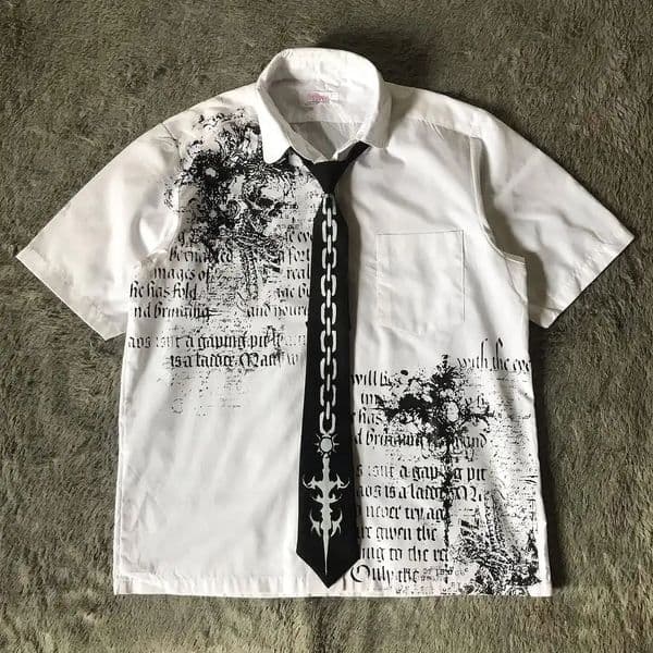 Y2K White Shirt Affliction Retro T Shirt Harajuku Men Skull Holy Writ Letter Printing Tee Fashion Gothic Short Sleeves Tops 260316BJ
