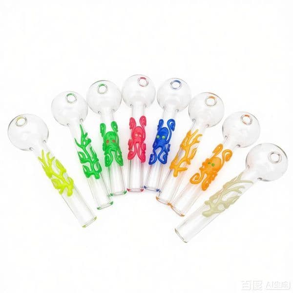 Wholesale 4Inch Octopus Glass Oil Burner Pipes Luminous Glass Oil Tube Pipe for Smoking Glow in Dark Hand Pipe Spoon Burners with 30mm Ball