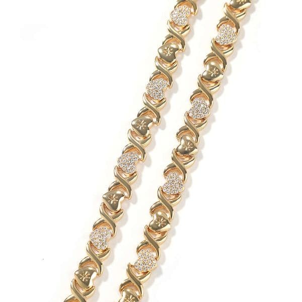 Fashion New Style Diamond-Encrusted XO Gold-Plated Hip-Hop Ice with VVS moissanite Necklace Light Luxury High-End Heart Infinity Collarbone Chain Jewelry