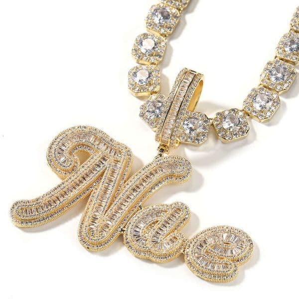 JON Spliced Diamond Letter Pendant Fashion Brand Versatile Hip-Hop Ice with VVS moissanite Necklace for Men Wholesale