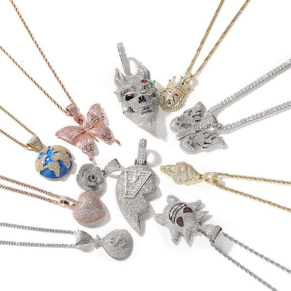 Vintage Charm Hip-Hop Ice with VVS moissanite Pendant Pure silver Moissanite Little Gengar Butterfly Earth Simple Trendy Cool Necklace Men's Personality Jewelry