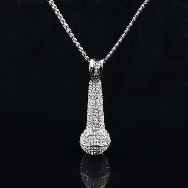 Men's Jewelry High-end Diamond-encrusted Microphone Pendant European and American Niche Hip-hop Ice with VVS moissanite Street Dance Necklace Wholesale