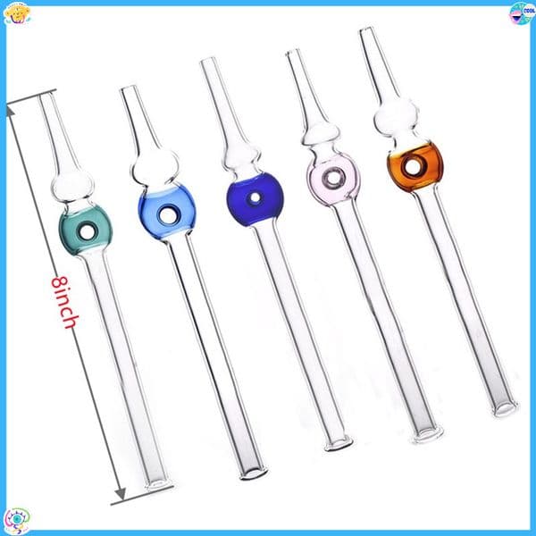 Colorful 8inch cheap Smoking Accessories Glass Filter Tip Mouthpiece Straw Tube for Water Pipes glass Collect Kits