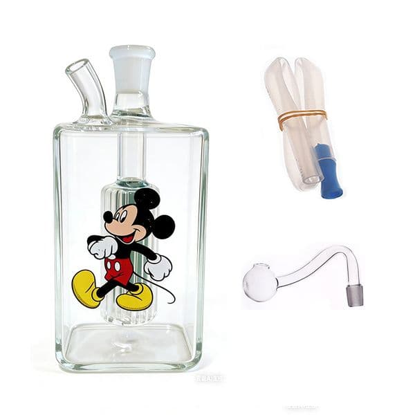 Wholesale animal mini colorful Square Glass oil burner water bongs hookah Bubble Small Water Pipes Hand Pipe oil burner with smoking oil banger bowl and silicone hose