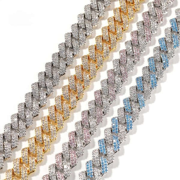 Hip-Hop Ice with VVS moissanite Bar Cuban for Men Versatile 13mm Moissanite Inlaid Fashion Personality Gold-Plated Necklace Jewelry
