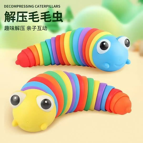 Colorful Fidget Caterpillar Toy Decompression Slug Sensory Toy for Kids