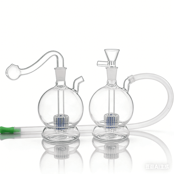 Creative Glass oil burner Bottle Hookah Set - Portable Transparent Water Pipe with Flexible Hose and 10mm male smoking oil banger bowl