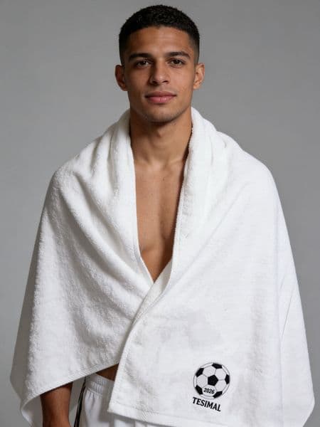 High Quality Pure Cotton Soccer Beach Towel Football World Cup Hotel Bath Towel Embroidery Logo for Travel Beach Bath Gym Sofa blanket