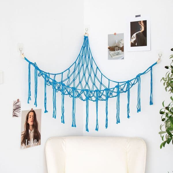 Wall Hanging Woven Toy Hammock Triangle Net Bag Collection Toy Hanging Storage Bag Plush Toy Storage Net Triangle Net