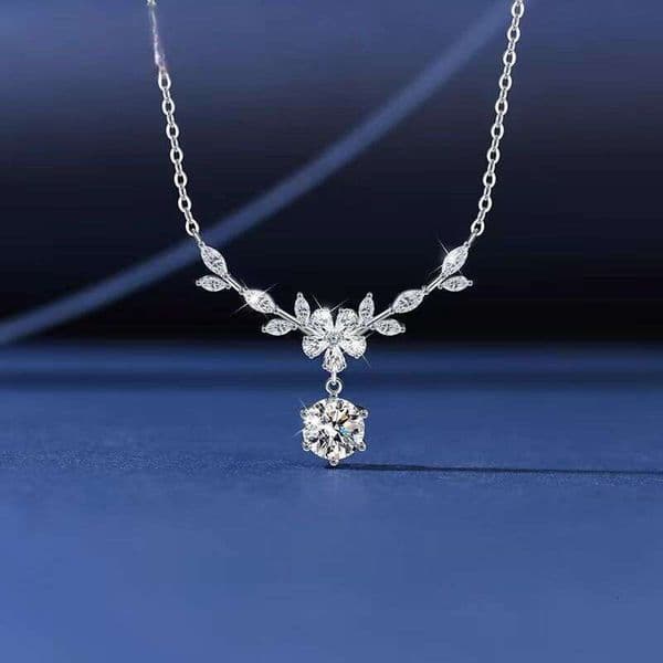 Autumn Winter Floral Wheat Spike Necklace for Women One-ct Diamond Light Luxury Versatile High-end Simple Birthday Gift
