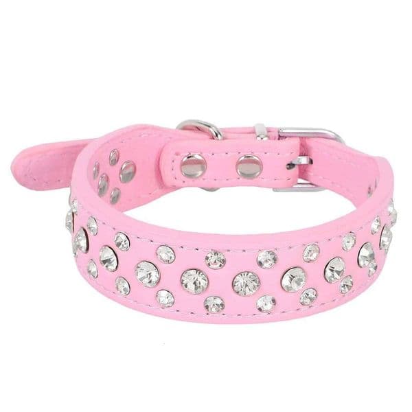 Rhinestone Dog Adjustable Fake Pet Crystal Collar Triple Row Bling Puppy Necklace for Small Medium Dogs Girl 26H0324