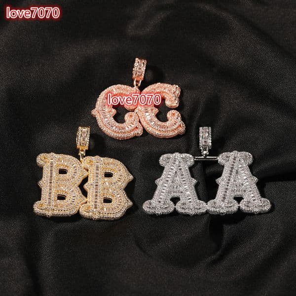 Customizable Initial Name Plate Hip Hop Necklace Bulk DIY Iced Crystal Thorns with Diamond Stones S925 Rope Chain Jewelry