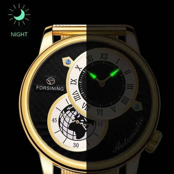 NEW FORSINING Men's Mechanical Watch Roman Digital Luminous Automatic Men Watches with Mesh Band Fashion Sports Man Clock